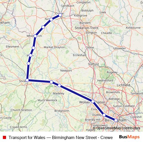 Transport for Wales rail Line Map