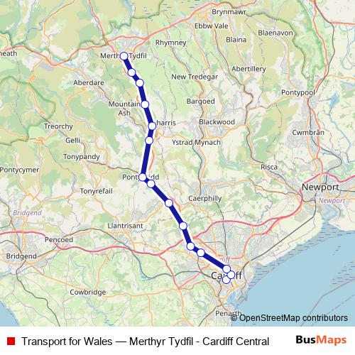 Transport for Wales rail Line Map
