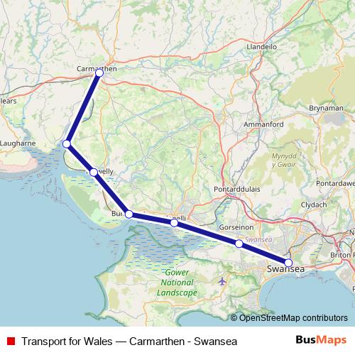 Transport for Wales rail Line Map