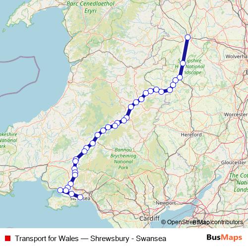 Transport for Wales rail Line Map
