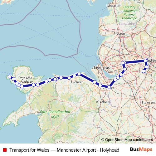 Transport for Wales rail Line Map