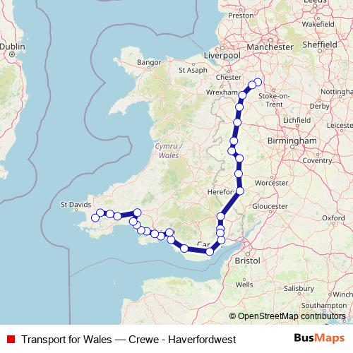 Transport for Wales rail Line Map