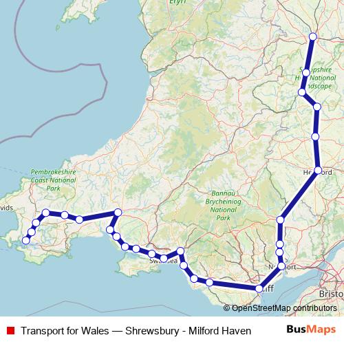Transport for Wales rail Line Map