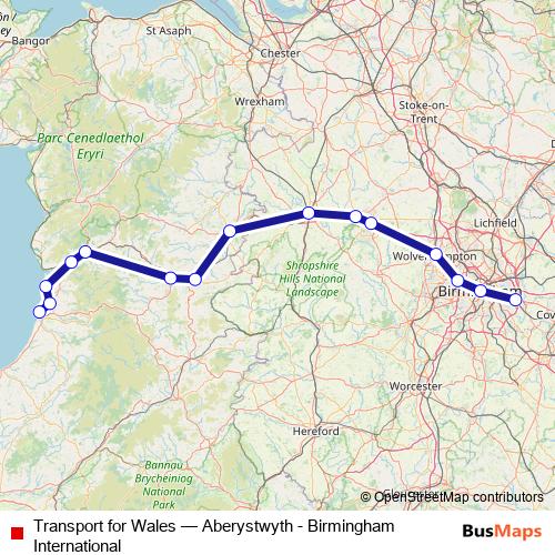 Transport for Wales rail Line Map