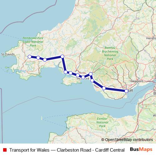 Transport for Wales rail Line Map