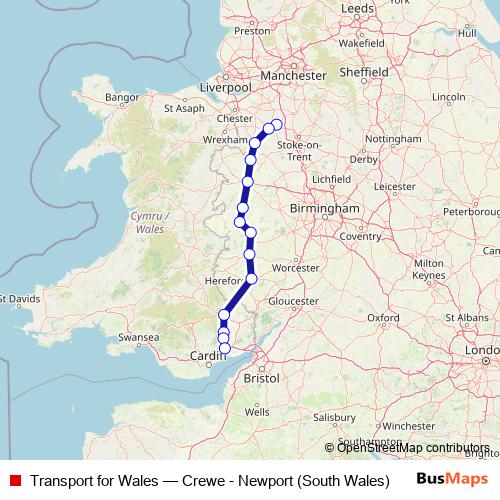 Transport for Wales rail Line Map