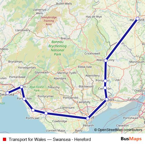 Transport for Wales rail Line Map