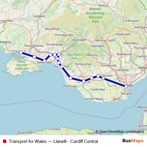 Transport for Wales rail Line Map