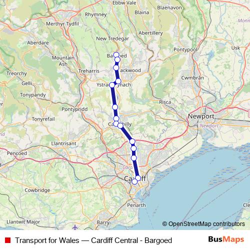 Transport for Wales rail Line Map