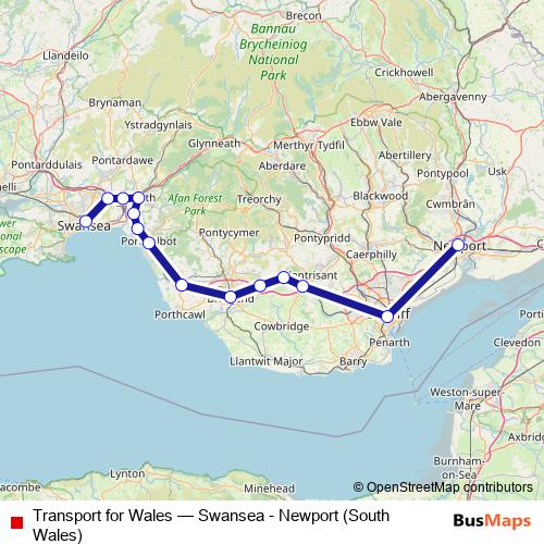 Transport for Wales rail Line Map
