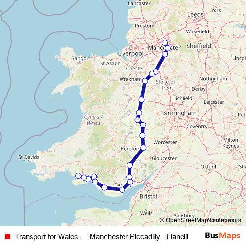 Transport for Wales rail Line Map
