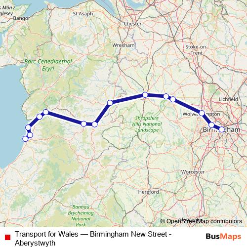 Transport for Wales rail Line Map
