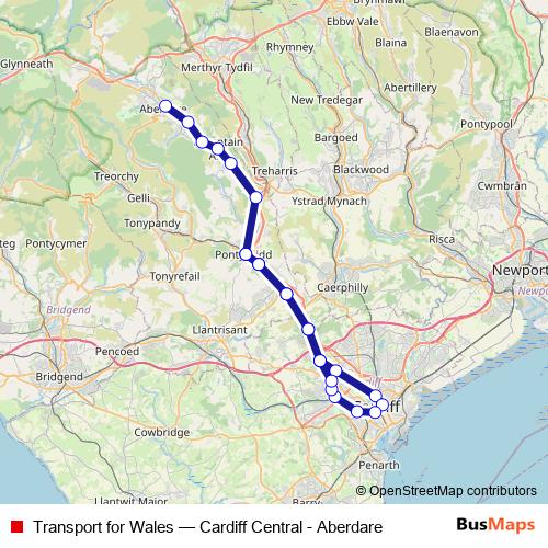 Transport for Wales rail Line Map