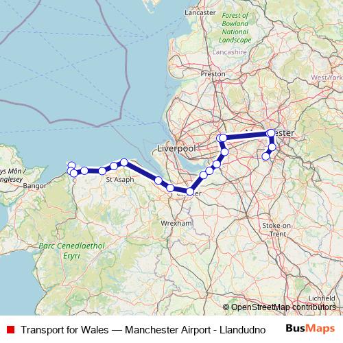 Transport for Wales rail Line Map