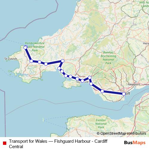 Transport for Wales rail Line Map
