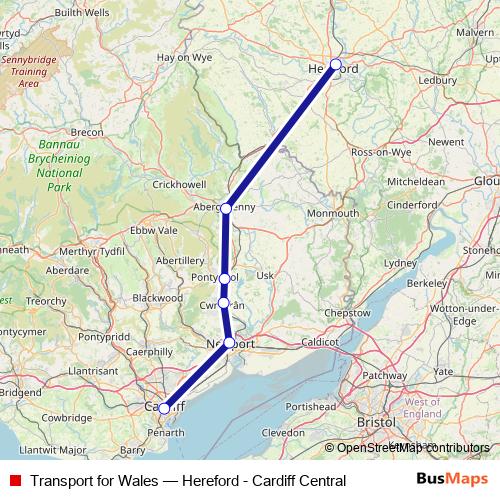 Transport for Wales rail Line Map