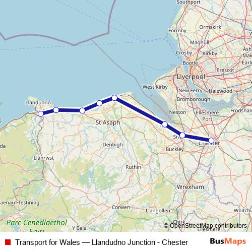 Transport for Wales rail Line Map