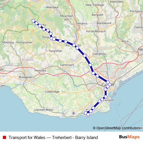 Transport for Wales rail Line Map