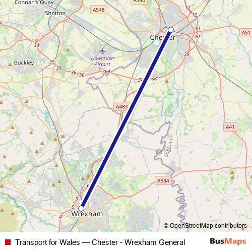 Transport for Wales rail Line Map