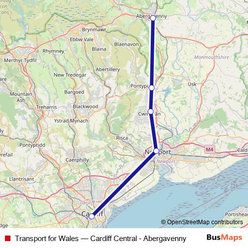 Transport for Wales rail Line Map
