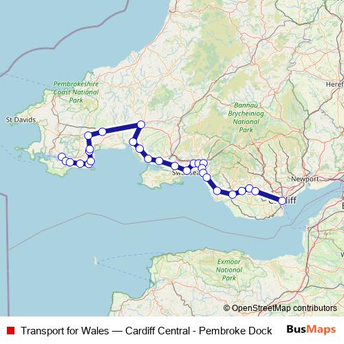 Transport for Wales rail Line Map