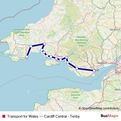 Transport for Wales rail Line Map
