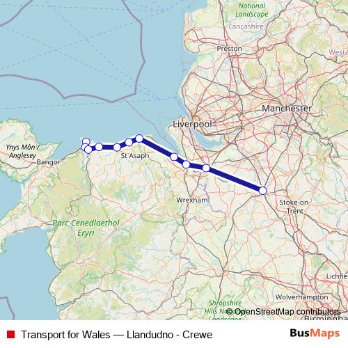 Transport for Wales rail Line Map
