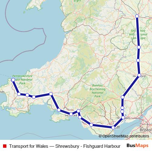 Transport for Wales rail Line Map