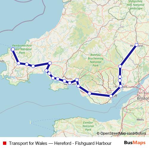 Transport for Wales rail Line Map