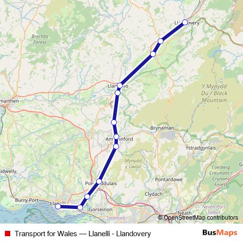 Transport for Wales rail Line Map