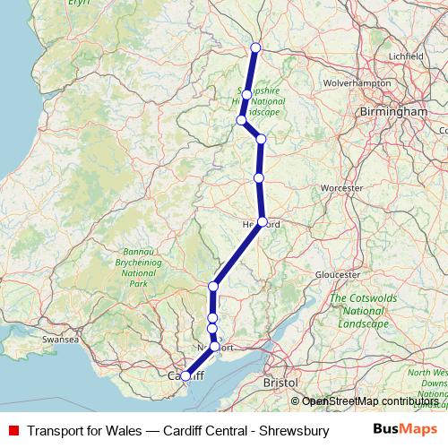 Transport for Wales rail Line Map