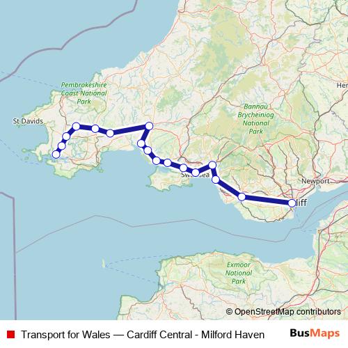 Transport for Wales rail Line Map
