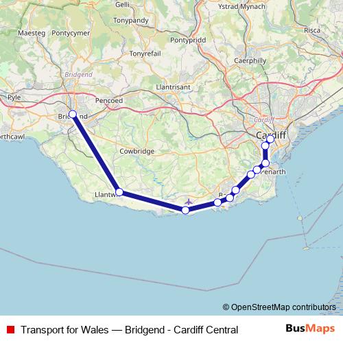 Transport for Wales rail Line Map