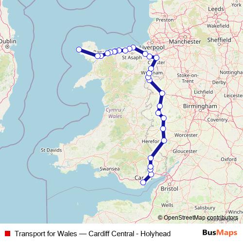 Transport for Wales rail Line Map