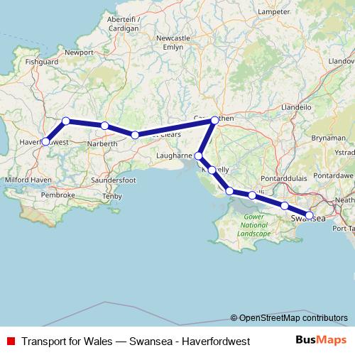 Transport for Wales rail Line Map