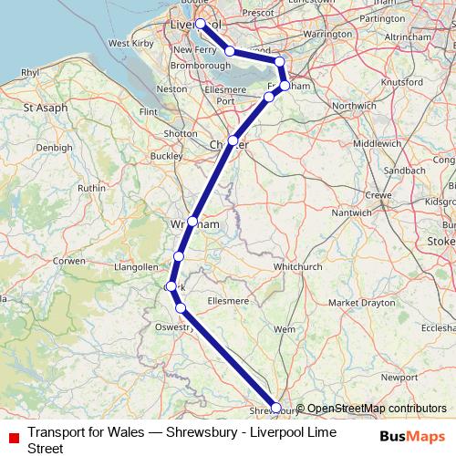 Transport for Wales rail Line Map