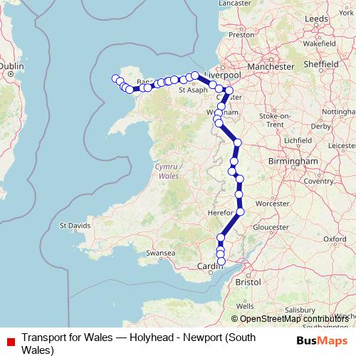 Transport for Wales rail Line Map