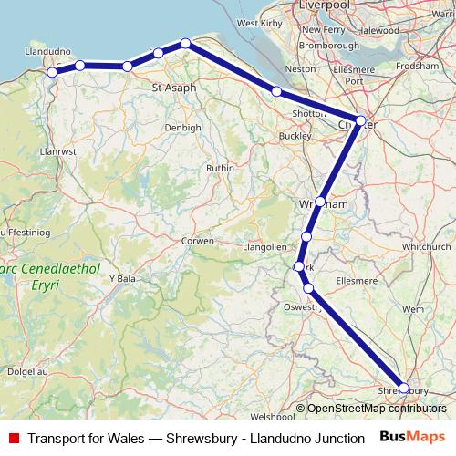 Transport for Wales rail Line Map