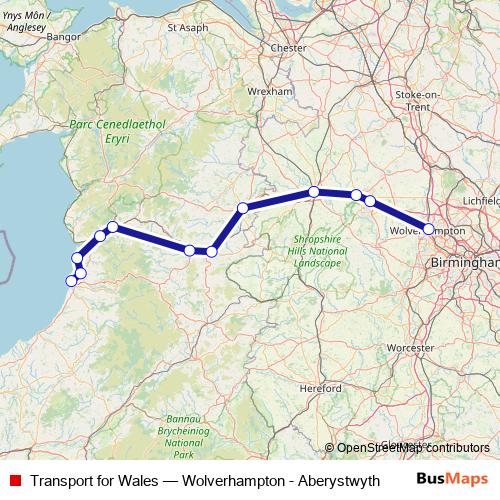 Transport for Wales rail Line Map