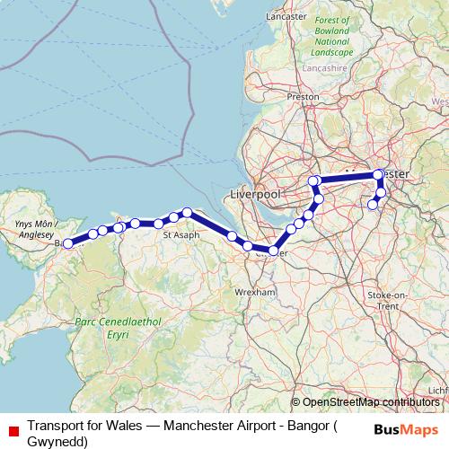 Transport for Wales rail Line Map