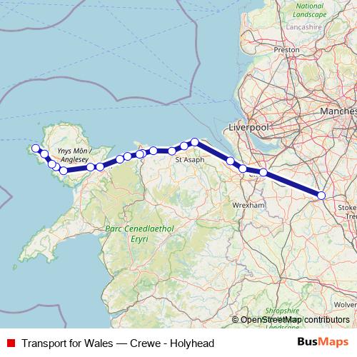 Transport for Wales rail Line Map