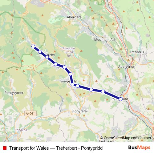 Transport for Wales rail Line Map