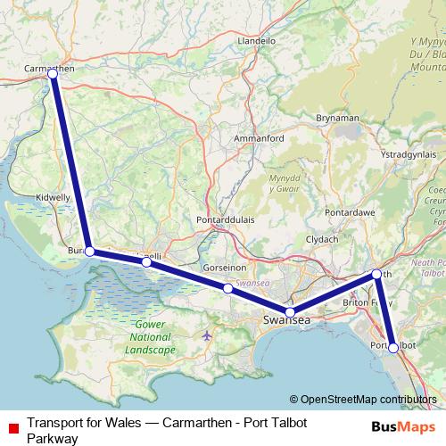 Transport for Wales rail Line Map