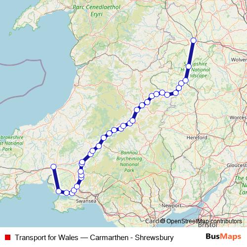 Transport for Wales rail Line Map