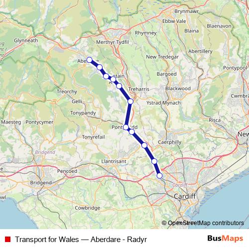 Transport for Wales rail Line Map