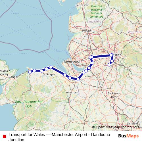 Transport for Wales rail Line Map