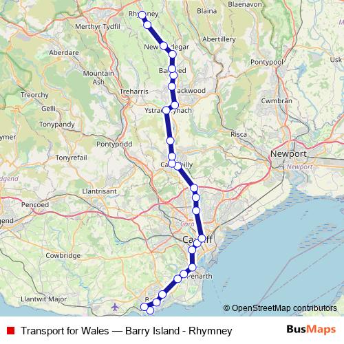 Transport for Wales rail Line Map