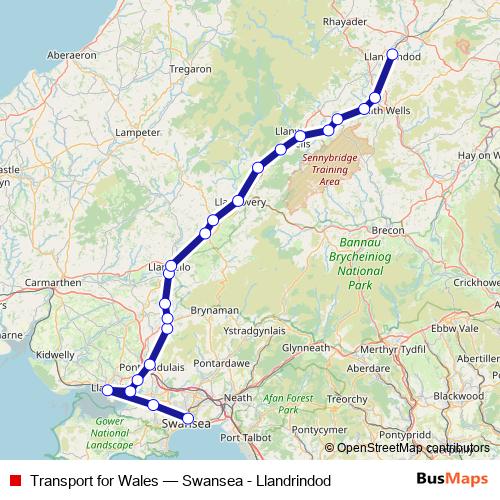 Transport for Wales rail Line Map