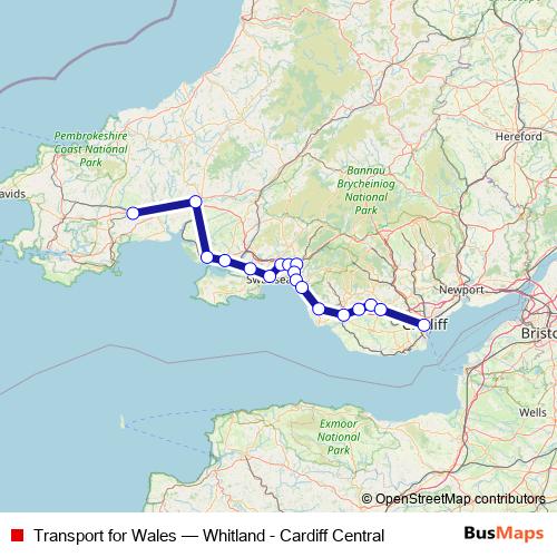Transport for Wales rail Line Map