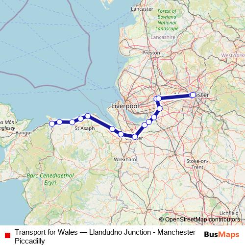 Transport for Wales rail Line Map